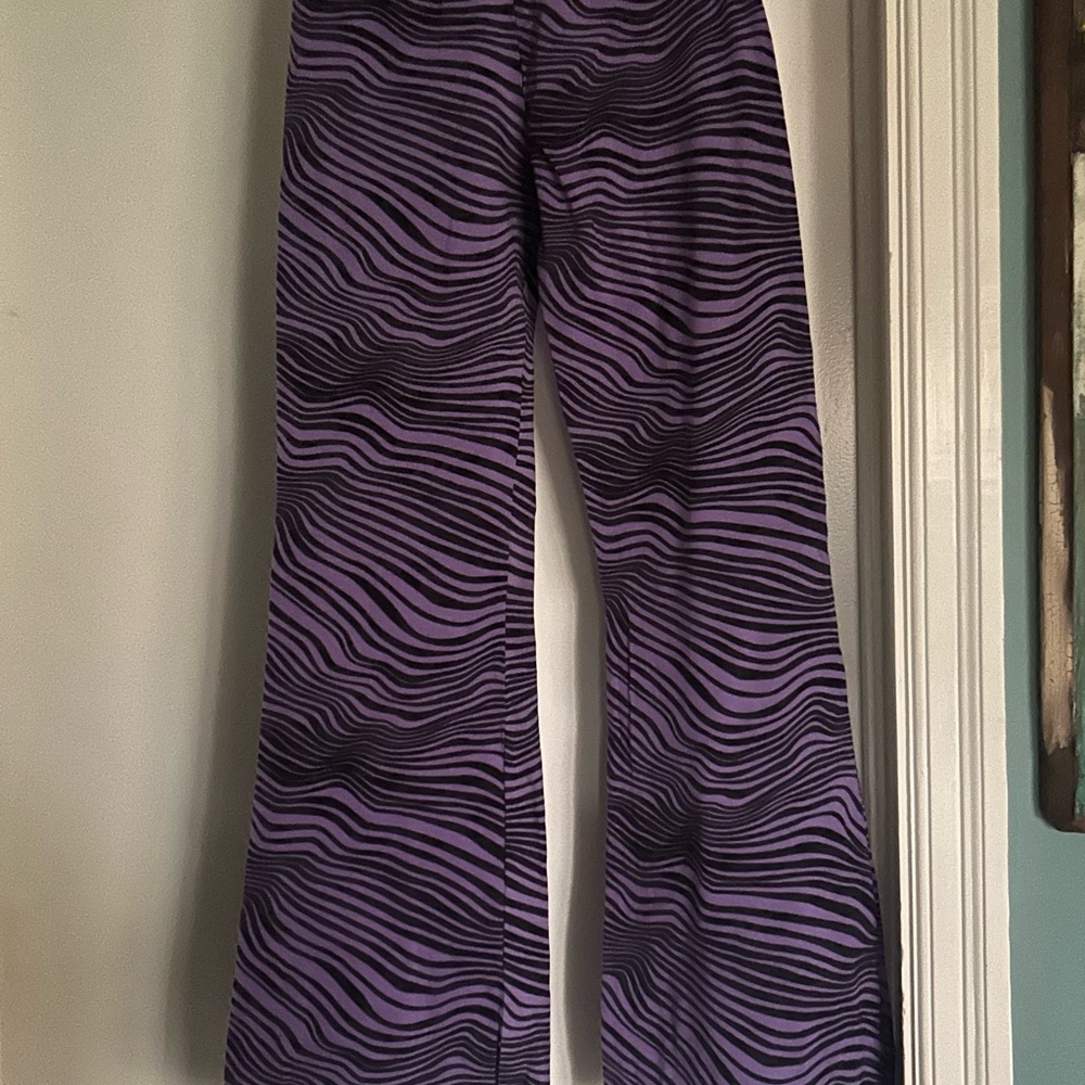 Motel Rocks Purple and Black Zebra-Print Flared Pants